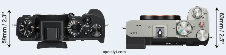 Compare X-T3 versus A7C II top