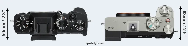 Compare X-T3 versus A7C R top