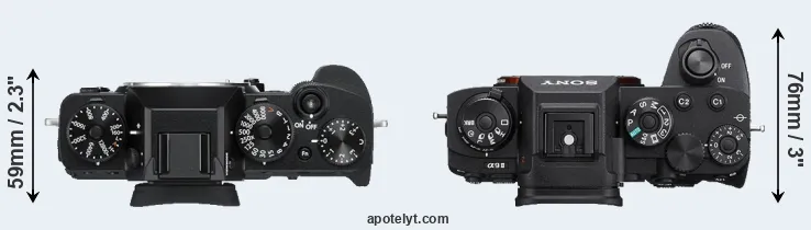 Compare X-T3 versus A9 II top