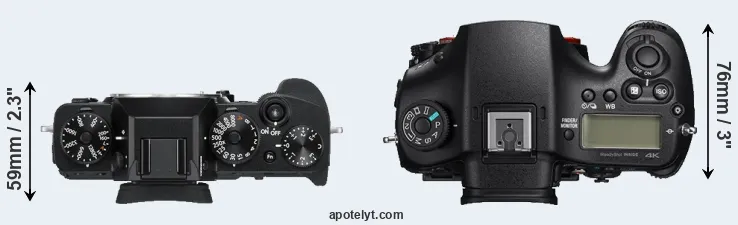 Compare X-T3 versus A99 II top