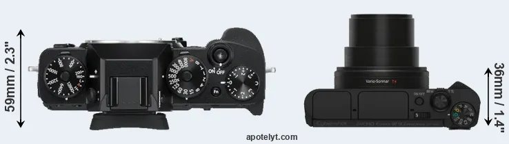 Compare X-T3 versus HX80 top