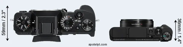 Compare X-T3 versus HX95 top