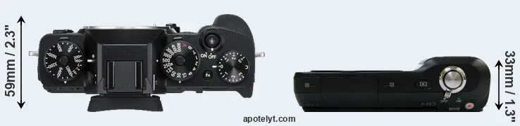 Compare X-T3 versus NEX-3 top