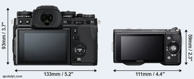 Comparison X-T3 or NEX-5N rear