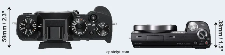 Compare X-T3 versus NEX-5N top