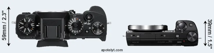 Compare X-T3 versus NEX-5R top