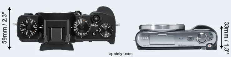 Compare X-T3 versus NEX-C3 top