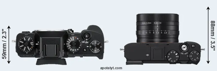 Compare X-T3 versus RX1R III top