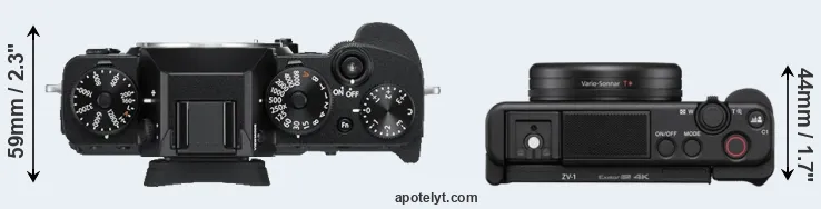 Compare X-T3 versus ZV-1 top