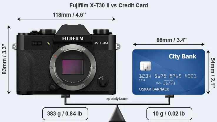 Fujifilm X-T30 II vs credit card front