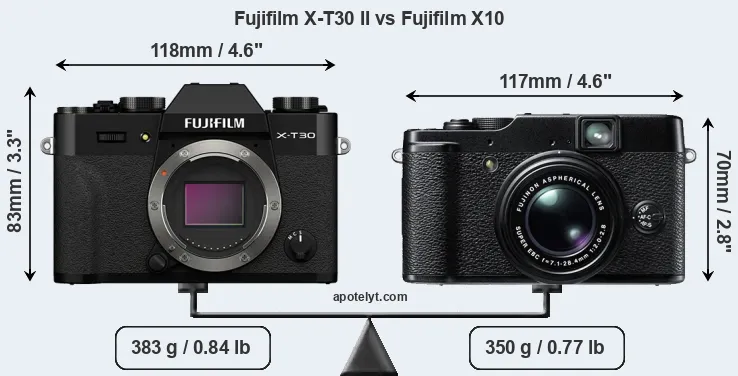 Size Fujifilm X-T30 II vs Fujifilm X10