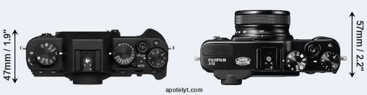 Compare X-T30 II versus X10 top