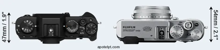 Compare X-T30 II versus X100 top