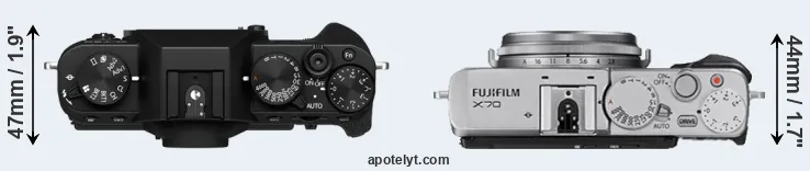 Compare X-T30 II versus X70 top