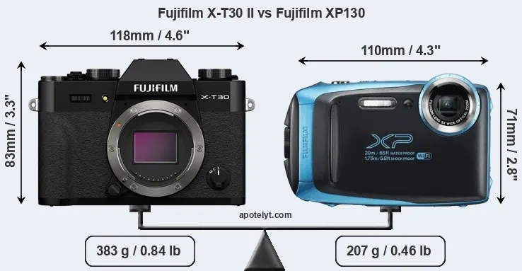 Size Fujifilm X-T30 II vs Fujifilm XP130