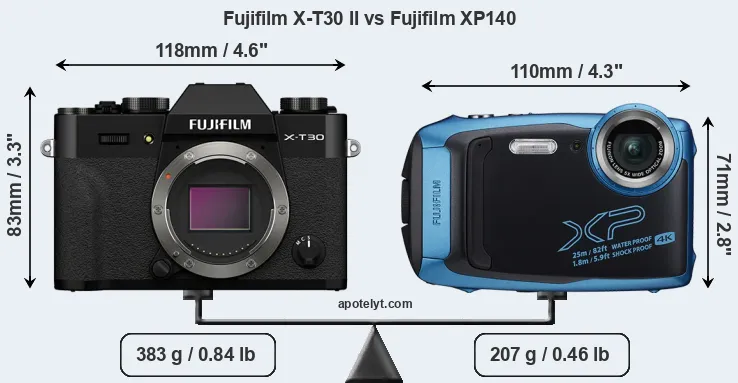 Size Fujifilm X-T30 II vs Fujifilm XP140