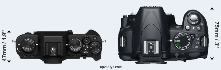 Compare X-T30 II versus D3100 top