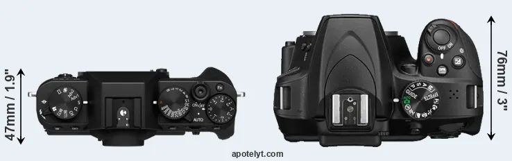 Compare X-T30 II versus D3400 top