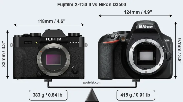 Size Fujifilm X-T30 II vs Nikon D3500