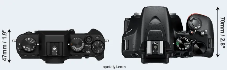 Compare X-T30 II versus D3500 top