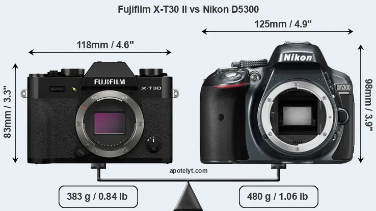 Size Fujifilm X-T30 II vs Nikon D5300
