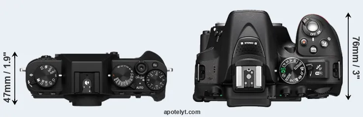 Compare X-T30 II versus D5300 top