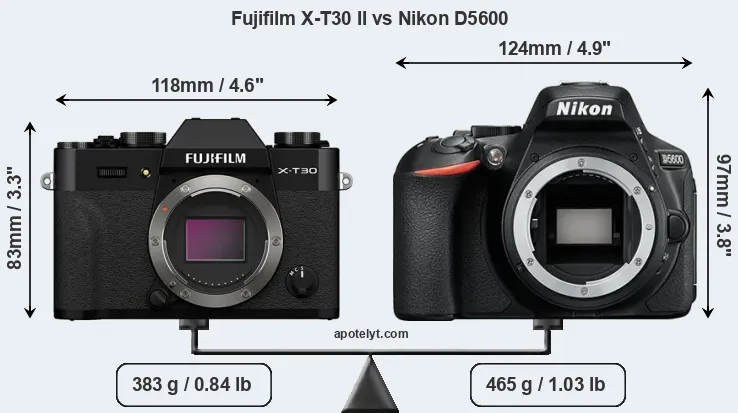 Size Fujifilm X-T30 II vs Nikon D5600