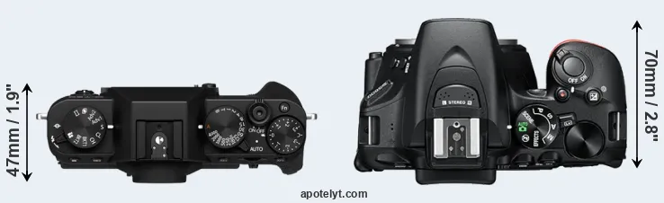 Compare X-T30 II versus D5600 top