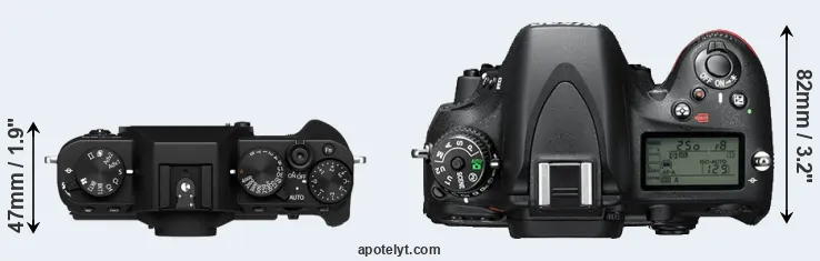 Compare X-T30 II versus D610 top