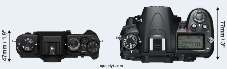 Compare X-T30 II versus D7000 top