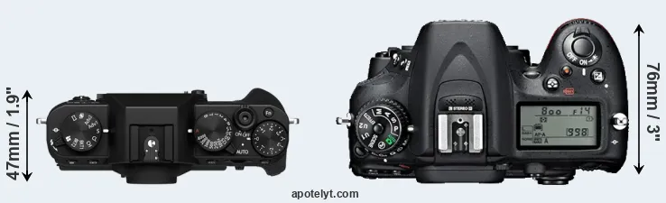 Compare X-T30 II versus D7100 top