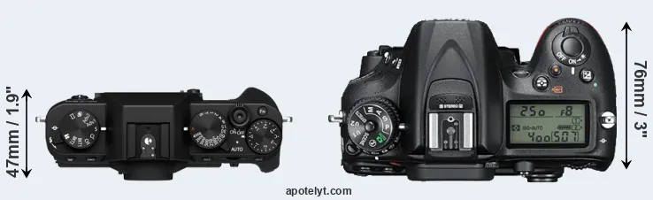 Compare X-T30 II versus D7200 top