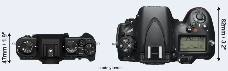 Compare X-T30 II versus D800 top