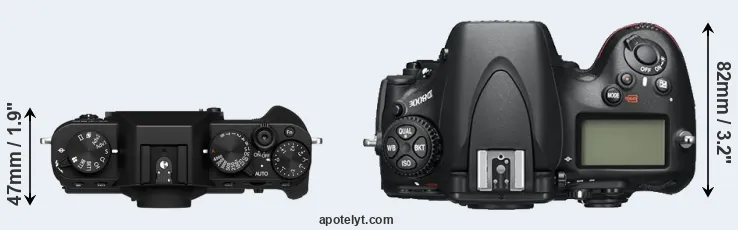 Compare X-T30 II versus D800E top