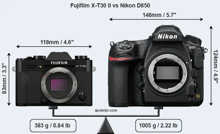 Size Fujifilm X-T30 II vs Nikon D850