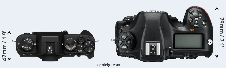 Compare X-T30 II versus D850 top