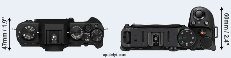 Compare X-T30 II versus Z30 top