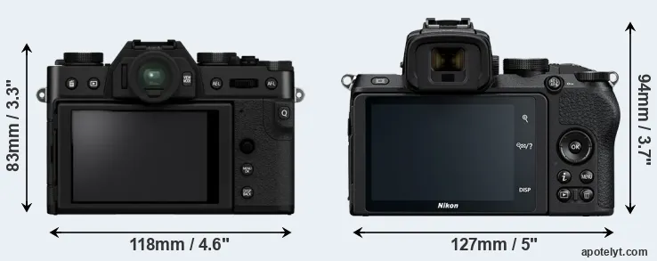 Comparison X-T30 II or Z50 rear