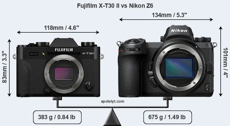 Size Fujifilm X-T30 II vs Nikon Z6
