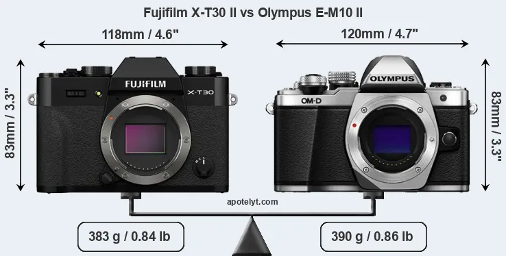 Size Fujifilm X-T30 II vs Olympus E-M10 II