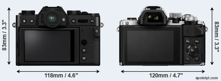 Comparison X-T30 II or E-M10 II rear