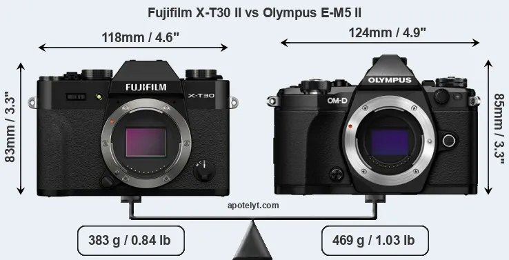 Size Fujifilm X-T30 II vs Olympus E-M5 II