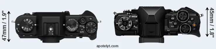 Compare X-T30 II versus E-M5 II top