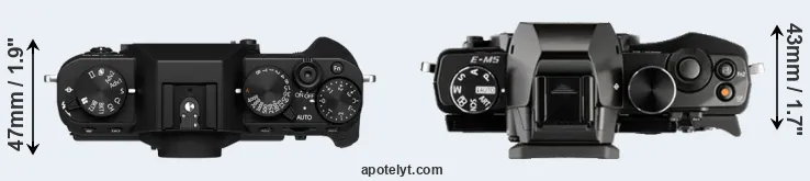 Compare X-T30 II versus E-M5 top