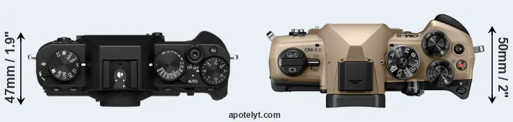 Compare X-T30 II versus OM-5 II top