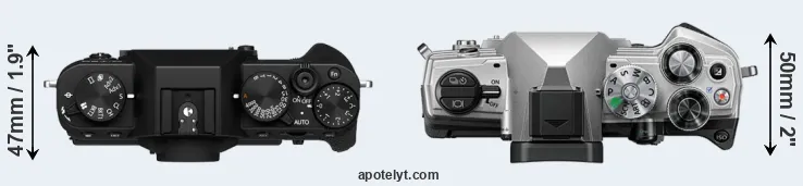 Compare X-T30 II versus OM-5 top