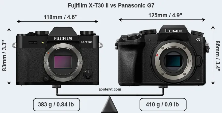 Size Fujifilm X-T30 II vs Panasonic G7