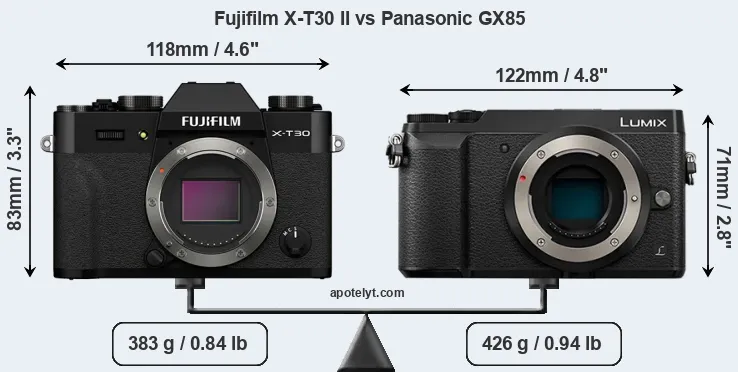 Size Fujifilm X-T30 II vs Panasonic GX85