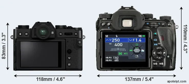 Comparison X-T30 II or K-1 II rear