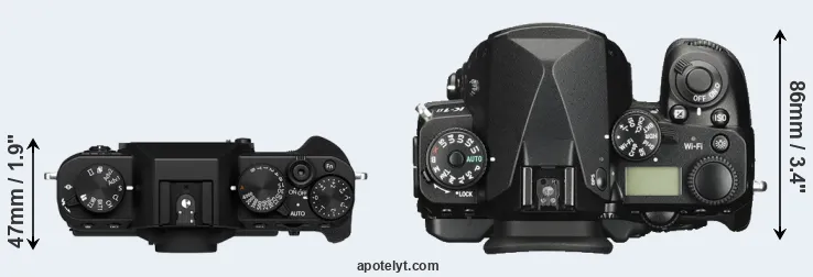 Compare X-T30 II versus K-1 II top